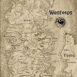Mapa de fantasia de Westeros Arquivo digital PDF