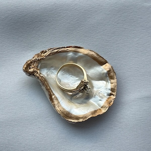 Pearl Oyster Shell Ring Dish, Trinket Dish, Gifts for Her, Jewelry Dish, Painted Oyster