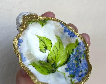Decoupage Oyster Shell Ring Trinket Dish