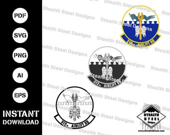 312th Airlift Squadron Patch-svg-ai-eps-pdf-vettore