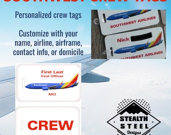 Southwest Airlines Luggage Tag - crew tag - swa - pilot- flight attendant