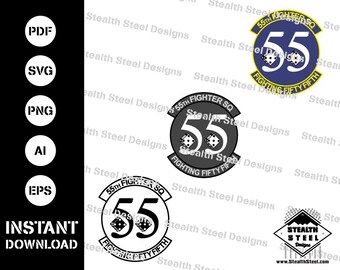 Toppa del 55° squadrone di caccia svg-ai-eps-pdf-vector