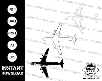 C-5-Galaxy-Strategic-Airlift-Top View-SVG-AI-eps-pdf-vector