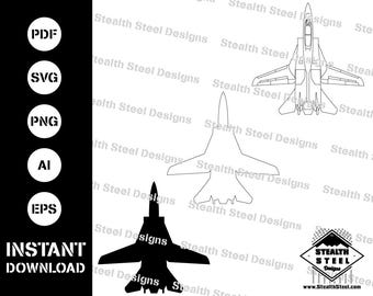 F-14 Tomcat Fighter Vista dall'alto, vettore SVG, AI, EPS, Pdf
