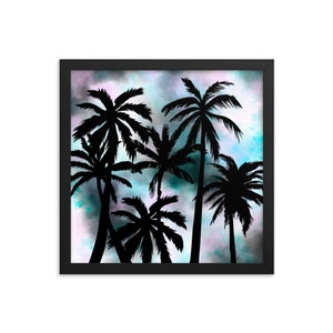 Poster di carta fotografica incorniciata-Sunset Palm