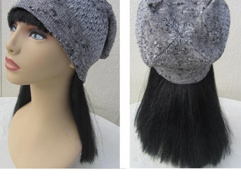 Textured Gray Slouchy Hat