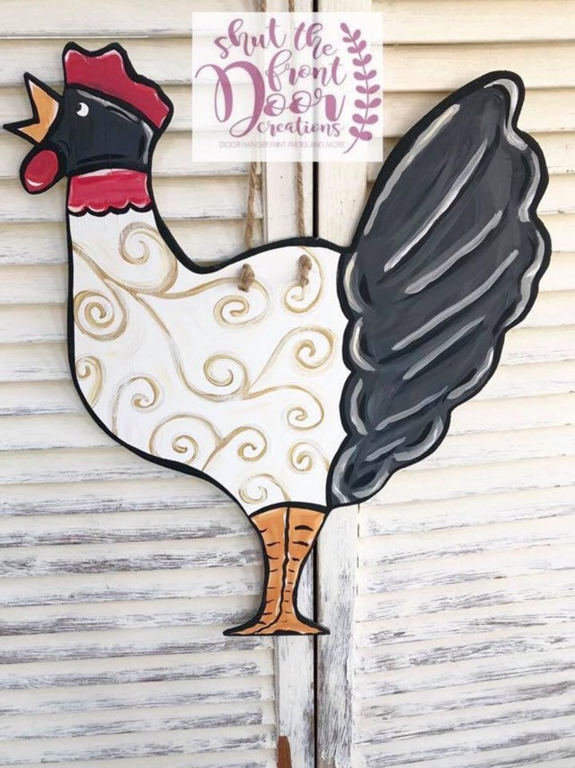 Chicken Door Hanger Rooster Door Hanger Farmhouse Door Etsy