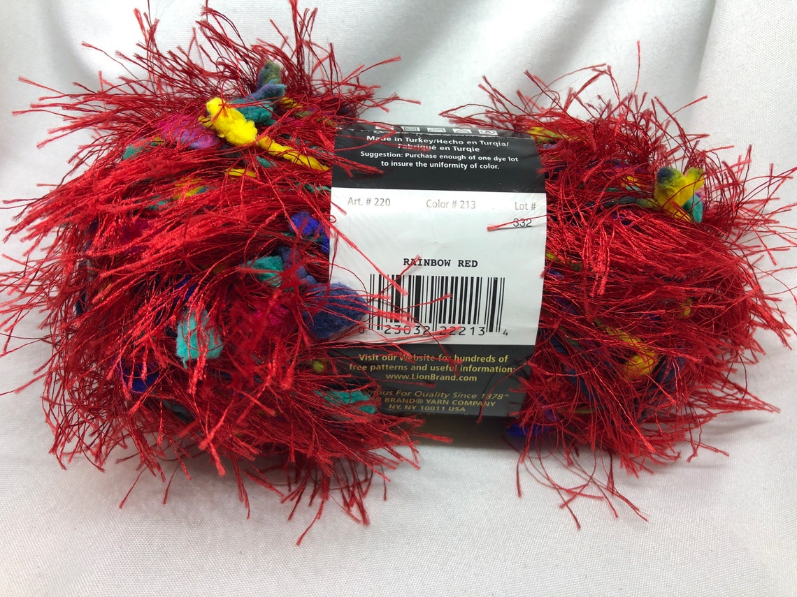 Lion Brand Yarn Fancy Fur Eyelash Yarn l Rainbow Red l diy l Etsy