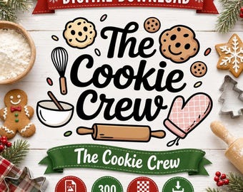 Cookie Crew Baking Shirt Design, Kitchen Illustration PNG Download
