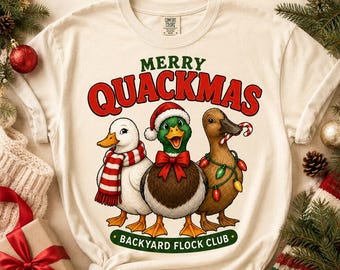 Merry Quackmas Duck PNG, Christmas Farm Animal Sublimation (Digital Download)