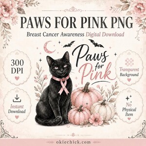 Paws for Pink PNG、乳がん啓発デジタルダウンロード