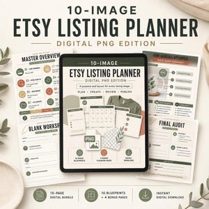 Herramienta de publicación de Etsy, planificador de 10 imágenes en formato PDF (descarga digital)