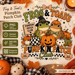 Frog PNG Design for Pumpkin Patch Club, Fall Halloween Digital Download