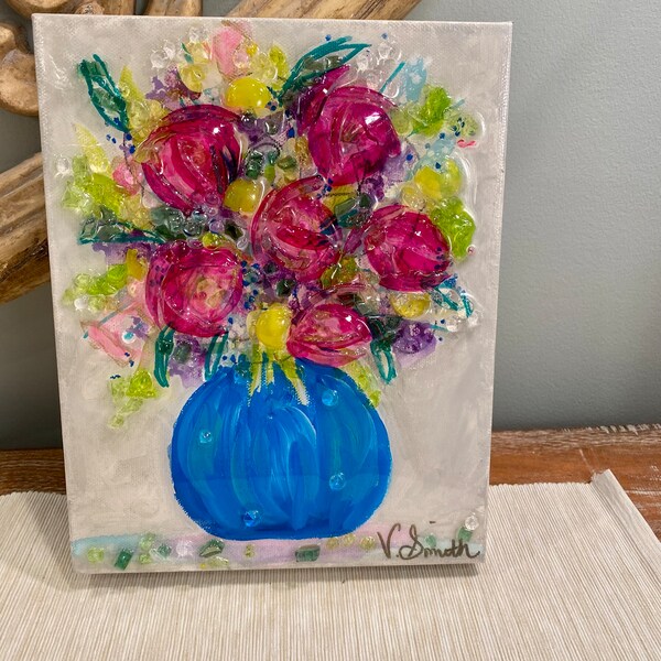 Broken Glass Art on Canvas Etsy