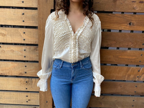 White silk ruffled blouse by INC Size:12