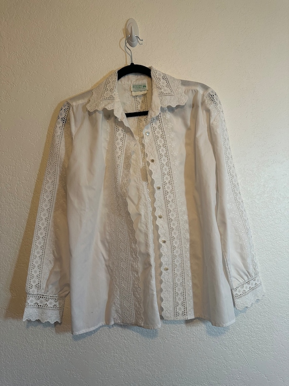 Surrey White Button Up With Lace Work