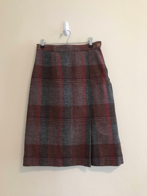 Vintage Red and White Plaid Pencil Skirt 8 main image 1