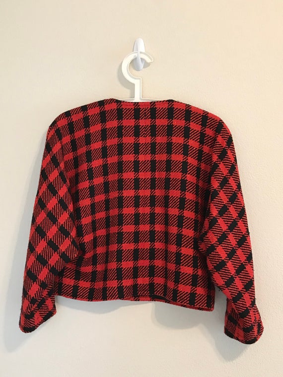1950's Black and Red Plaid Cropped Blazer