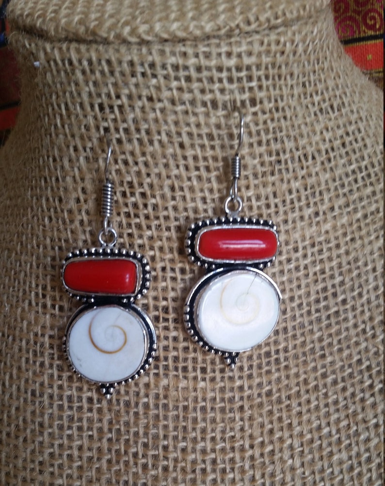 caramel swirl design Christmas gift boho chic perfect gift Most popular earrings red coral and mookaite jasper earrings Birthday gift
