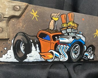 Hand painted rat rod hand saw pinstriping