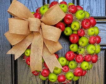 Apple Wreath, Red Apple Wreath, Green Apple Wreath, Apple Wreath for Front Door, Wreath for Front Door, Year Round Wreaths, Fruit Wreaths
