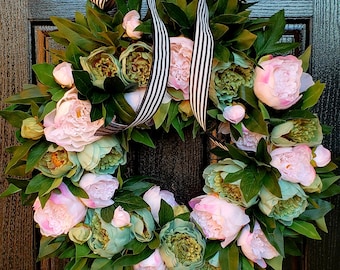 Peony Wreath for Front Door