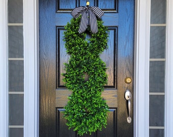 Boxwood Wreath-Boxwood Trio Wreath-Green Boxwood Wreath-Artificial Boxwood Wreath-Year Round Wreath- Front Door Wreath-Wreath for Front Door