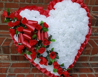 Heart Wreath, Cemetary Flowers, Cemetary Heart Wreath, Funeral Heart Wreath, Gravesite Decor, Gravesite Wreath