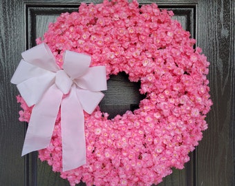 Pink Front Door Wreath - Pink Wreaths - Spring Wreath - Summer Wreath - Front Door Wreath - Everyday Wreath - Pink Door Decor - Pink Decor