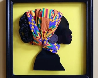 African Art, 3D African Art, Black History, African Wall Art, Kente Art, African Kente Decor, African Decor, African Wall Decor