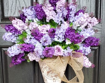 Lilac Wreath-Spring Wreath-Summer Wreath-Mother's Day Gift-Purple Lilacs-Farmhouse Wreaths-Front Door Wreath-Easter Wreath-Shabby Chic