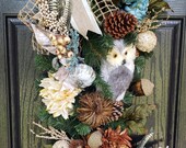 Owl Wreath Owl Teardrop Owls Wreaths Fall Wreaths Wreaths for Front Door Owl Wreaths Wreaths Holiday Wreath Teardrops