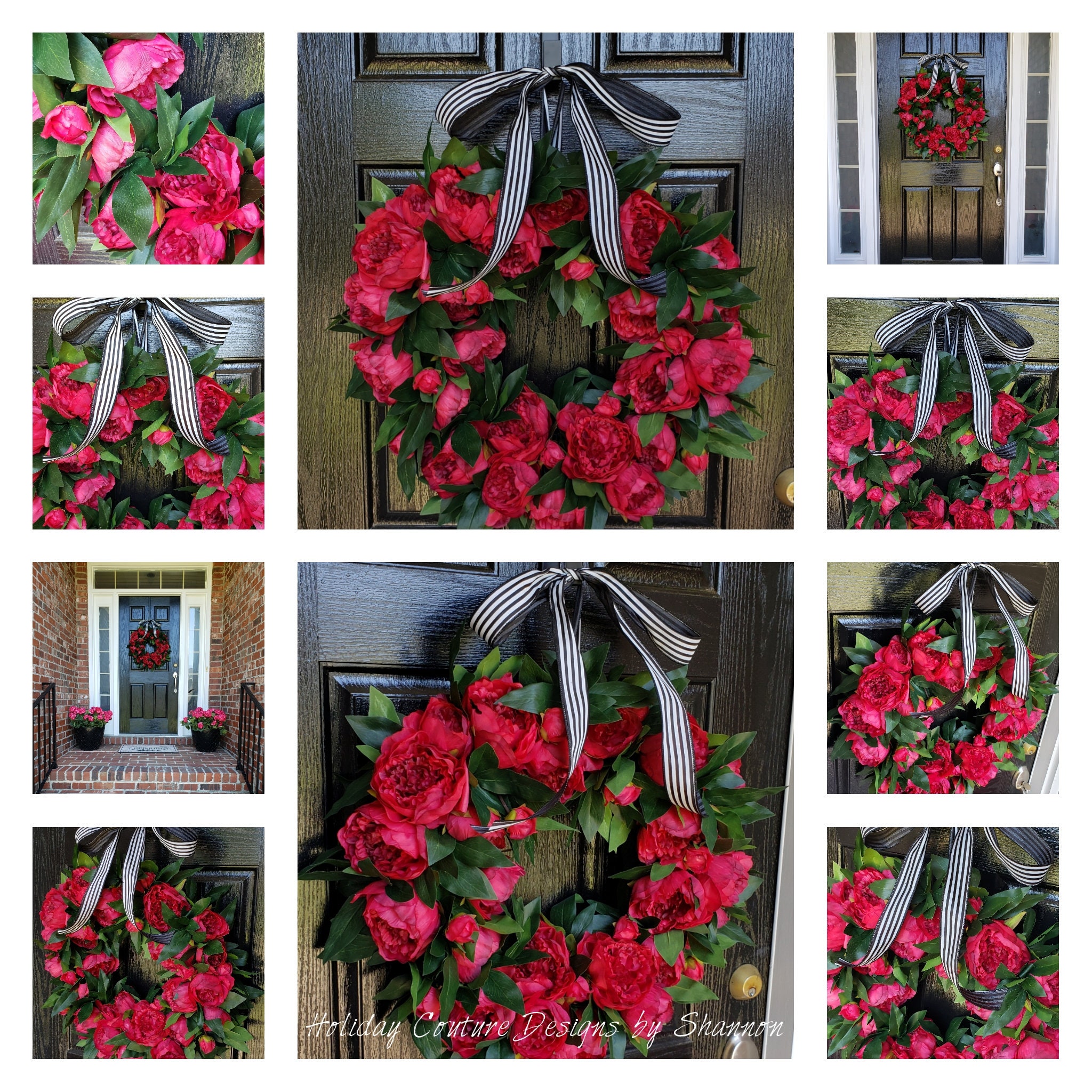 Wreath for front door year round, year round wreaths for front door, wreath  with Peony, Wreath with burl…