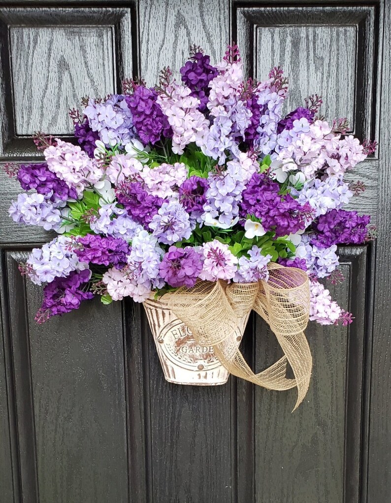 Lilac Wreath-Spring Wreath-Summer Wreath-Mother's Day Gift-Purple Lilacs-Farmhouse Wreaths-Front Door Wreath-Easter Wreath-Shabby Chic image 1