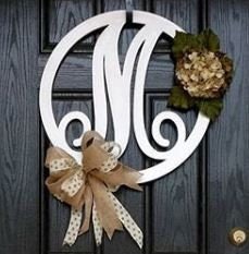 Monogram Door Hanger Monogram Door Wreath Initial Door Hanger