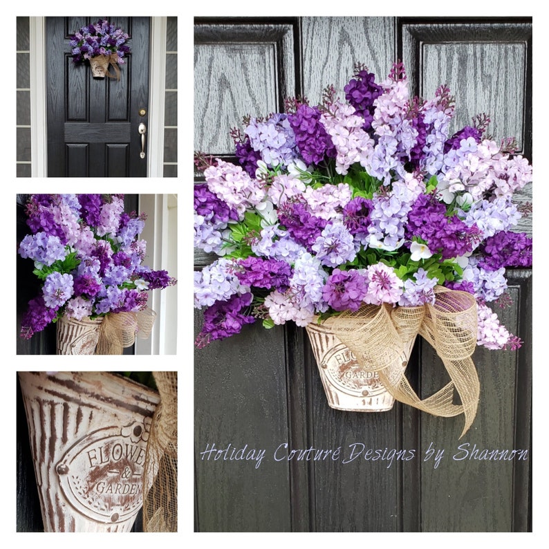Lilac Wreath-Spring Wreath-Summer Wreath-Mother's Day Gift-Purple Lilacs-Farmhouse Wreaths-Front Door Wreath-Easter Wreath-Shabby Chic image 2