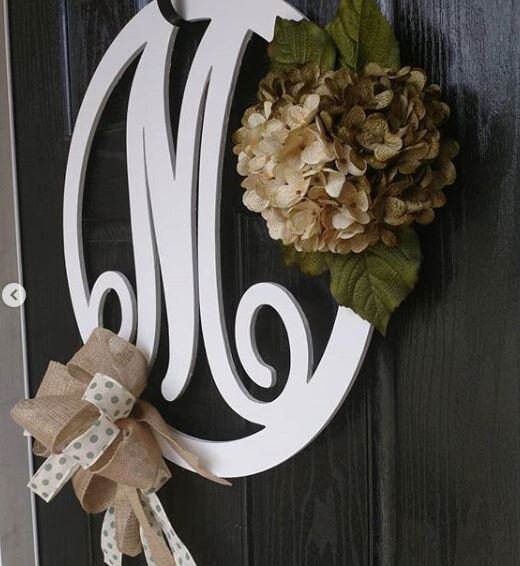 Monogram Door Hanger Monogram Door Wreath Initial Door Hanger