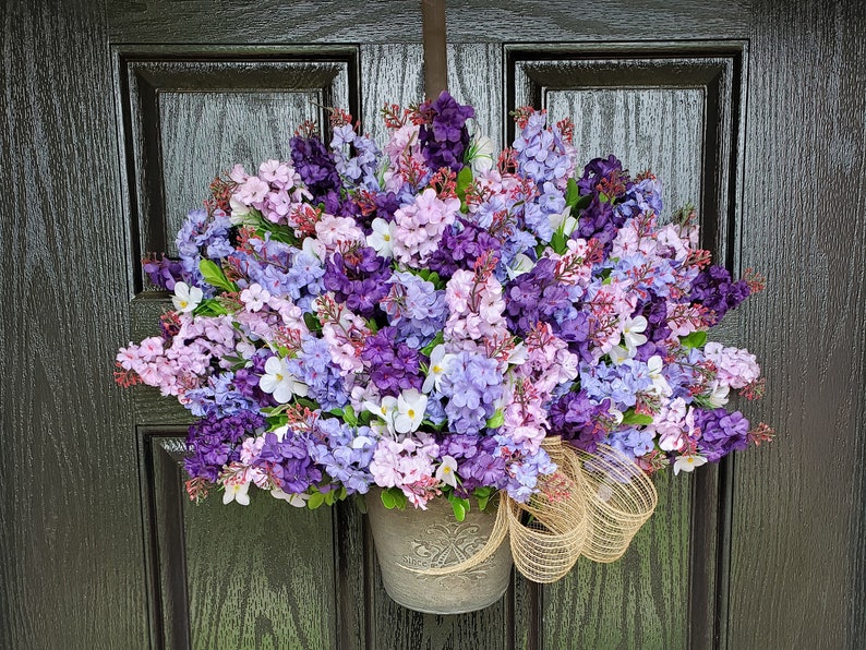 Lilac Wreath-Spring Wreath-Summer Wreath-Mother's Day Gift-Purple Lilacs-Farmhouse Wreaths-Front Door Wreath-Easter Wreath-Shabby Chic image 5