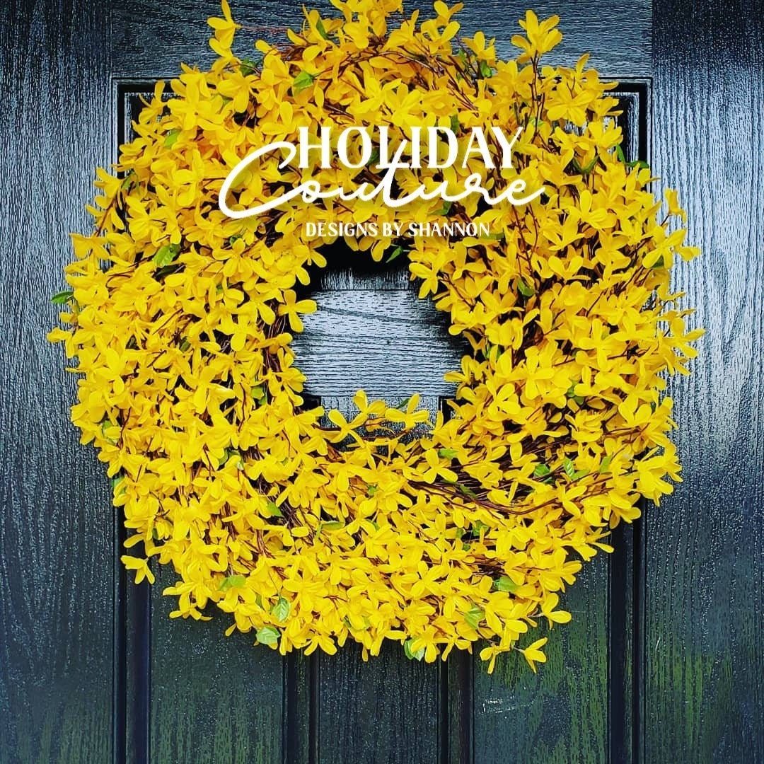 Forsythia Wreath-Yellow Spring Wreath-Summer Wreath-Year Round Wreath-Front  Door Wreath-Yellow Decor-Forsythia Spring Wreath-Wreath for Door