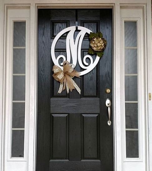 Monogram Door Hanger Monogram Door Wreath Initial Door Hanger
