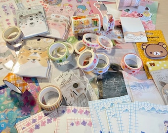 Mystery Stationary Korean/Japanese Grab Bags | Memo Pad, Stickers, Washi Tape, Bullet Journal Supplies, Pen Pal