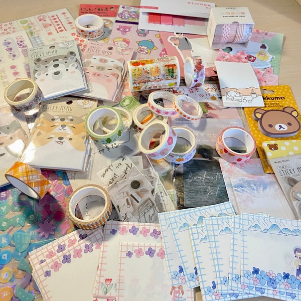 Mystery stationaire Koreaanse/Japanse grabbeltons | Memo Pad, Stickers, Washi Tape, Bullet Journal Supplies, Pen Pal