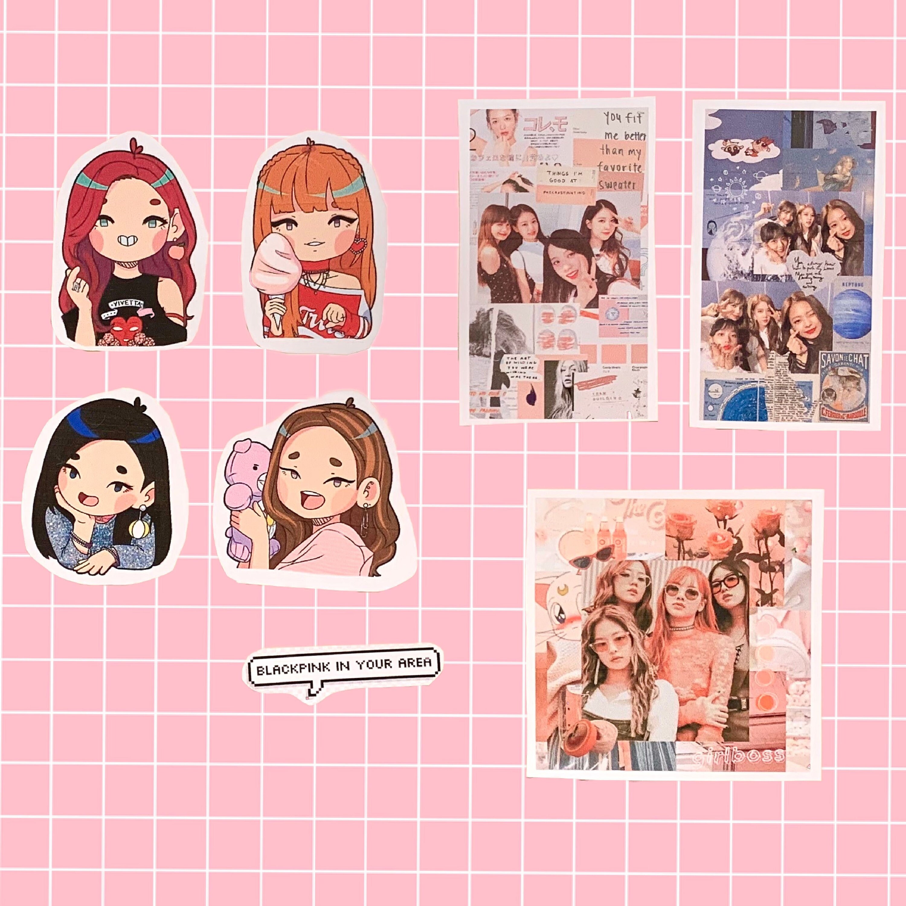 aesthetic black pink kpop stickers waterproof vinyl etsy