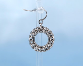 Seamless Persian Chainmail Hoop Earrings: Stainless Steel Industrial Jewelry