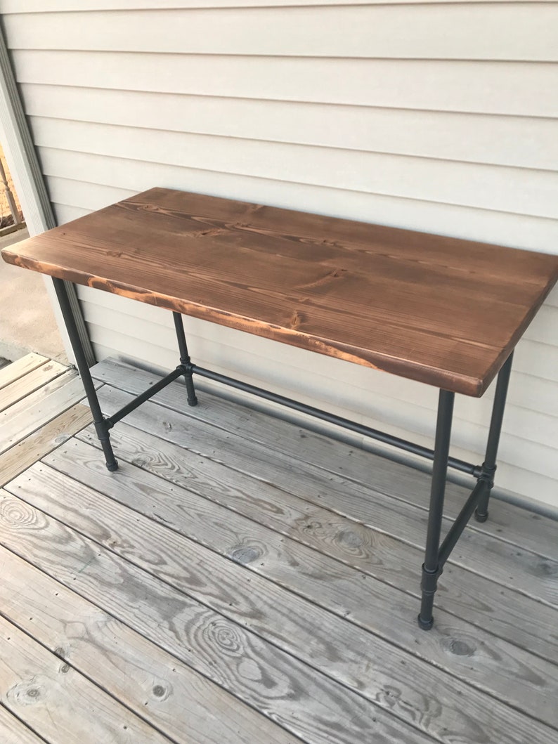 Industrial Wood Desk With Iron Pipe Legs