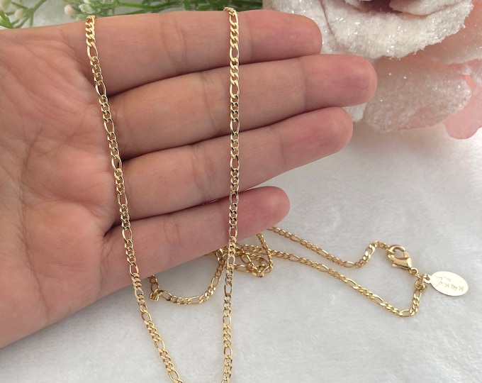 Figaro necklace, Long gold chain, gold Figaro chain, thin gold necklace, dainty gold chain, long dainty gold necklace, Necklace for Women
