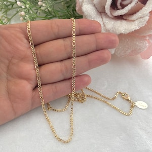 Figaro necklace, Long gold chain, gold Figaro chain, thin gold necklace, dainty gold chain, long dainty gold necklace, Necklace for Women