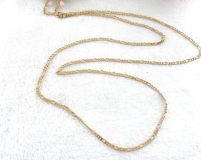Figaro necklace, Long gold chain, gold Figaro chain, thin gold necklace, dainty gold chain, long dainty gold necklace, Necklace for Women