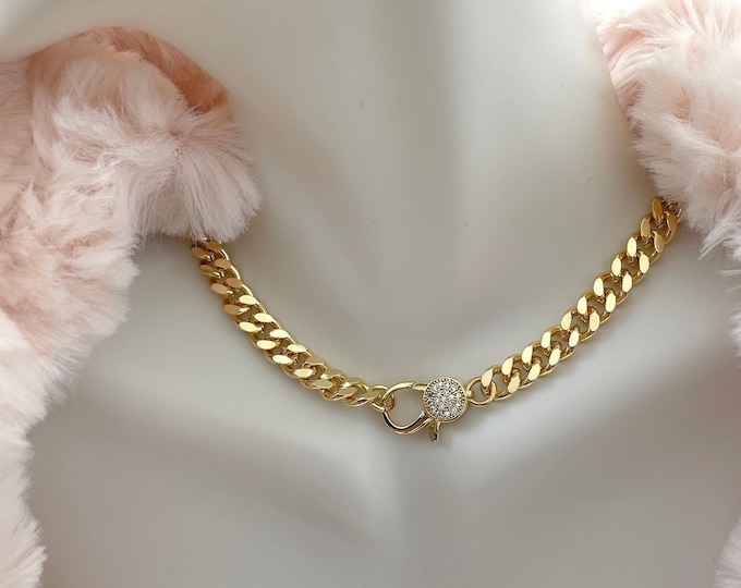 Cuban choker, Gold plated choker chain, cuban link chain necklace, Gold Chunky Chain Necklace, elegant choker, gold choker necklace