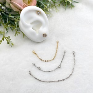 Stud Earrings Chain, Chain earring jacket, Convertible ear jacket, Chain link earrings, Hoop earring linking chains, cartilage chain earring